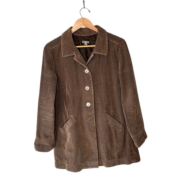 J. Jill Pleated Corduroy Velvet Collar Shirt Chore Coat - Picture 3 of 12